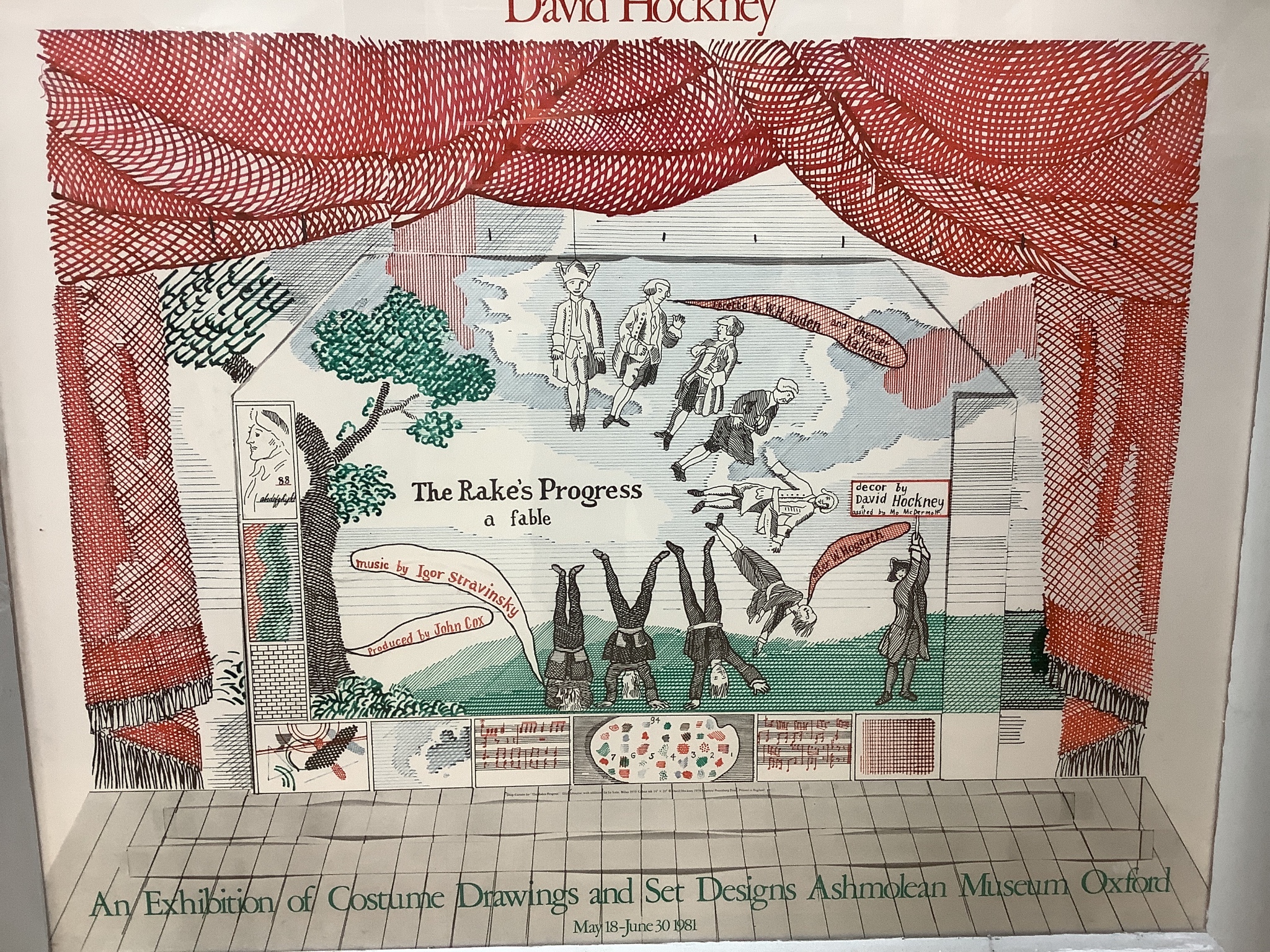After David Hockney, Ashmolean Museum lithographic poster and a Bram Van Velde gallery lithographic poster 75x94cm & 67x52.5cm